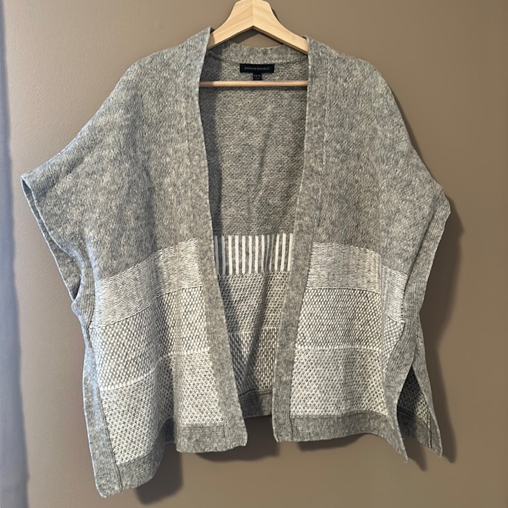 Grey Wool Cape/Shawl Sweater